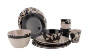 Bo-Camp Servies Mix & Match 16 Stuks Beige/Zwart